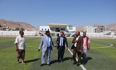 وكيل وزارة الشباب والرياضة يزور ملعب بارادم ويطلع على نشاط وخطط مكتب الوزارة بساحل حضرموت