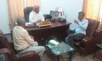 مدير مكتب الشباب والرياضة بوادي حضرموت يستقبل نائب رئيس أ تحاد الدرجات بالوادي
