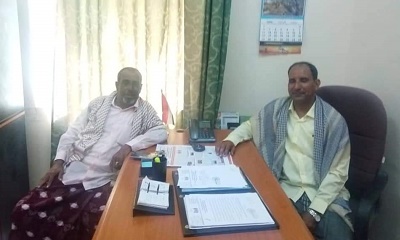 الاستلام والتسليم بين المدير العام السلف باشراحيل والخلف باجري لمكتب شؤون المغتربين بوادي وصحراء حضرموت