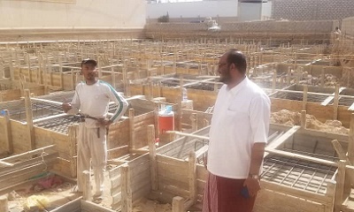 مدير عام مديرية تريم يتفقد مشروع بناء الطوارئ التوليدية والدور الثاني لمركز الامومه والطفوله بمستشفى تريم العام
