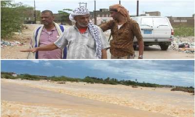 مدير عام مديرية الريدة و قصيعر يتفقد مواقع تدفق السيول و أماكن تجمع مياه الأمطار بالمديرية