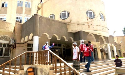 جمعية الهلال الاحمر اليمني تقيم حملة رش وتعقيم لمجمع الدوائر الحكومية بسيئون ضمن الاجراءات الاحترازية والوقائية من فيروس كورونا