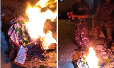 الأجهزة الأمنية بغيل باوزير تقوم بإتلاف كمية من القات في مدينة شحير