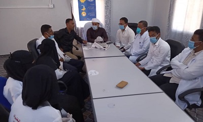 في إفتتاح قاعة مستشفى ثمود الريفي للتدريب مدير عام مديرية ثمود يترأس اجتماعا استثنائيا مع عاملي القطاع الصحي لمجابهة فيروس كورونا