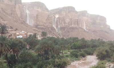 أمطار الغزيرة التي هطلت على عدد من مناطق ساحل ووادي حضرموت