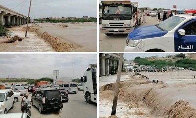 غيل باوزير: تدفق مياه سيل وادي شحير والأجهزة الأمنية تقوم بالواجب