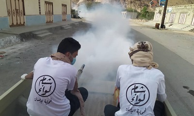 لواء شبام ينفذ حملة رش ضبابي في مناطق مديرية دوعن