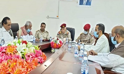 مرجعية حلف قبائل حضرموت الوادي والصحراء تلتقي الوكيل الكثيري وقائد المنطقة العسكرية الاولى
