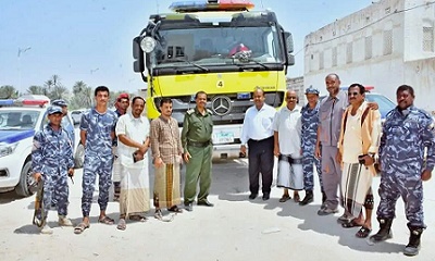 مدير أمن ساحل حضرموت يوجه بإرسال سيارة أطفاء وتجهيز مبنى للدفاع المدني بمديرية غيل باوزير