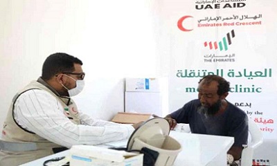 عيادات الهلال الاماراتي المتنقلة تواصل تقديم خدماتها بحضرموت