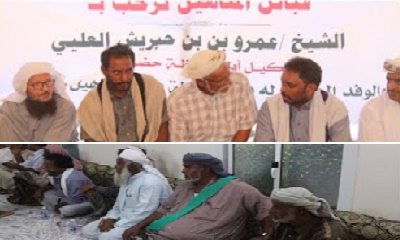 الشيخ بن حبريش يزور مديرية السوم ويلتقي بالوجهاء والأعيان