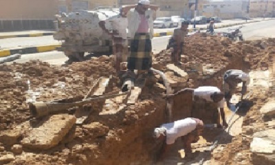 تصفية الخرانات الرئيسية والفرعية وخطوط المياه بمدينة سيئون