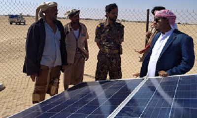 مدير عام مديرية ثمود يقوم بتدشين منظومة الطاقة الشمسية وضخ المياة لبئر بن عمرو بثمود