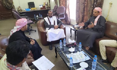 الوكيل المساعد لمحافظة حضرموت لشؤون الصحراء الشيخ الصيعري يلتقي بمديري عام مديريتي القف وثمود الصحراويتين بمحافظة حضرموت