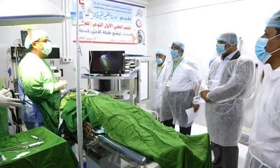 الوكيل الكثيري يدشن المرحلة الثانية للمخيّم الطبي الاول النوعي المجاني لعمليات ترقيع طبلة الاذن بالمنظار بمدينة سيئون