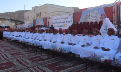 مدير عام مديرية شبام يبارك ويهنئ لعرسان الزواج الجماعي لقبيلة آل كثير