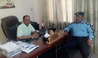 مدير ادارة العلاقات العامة والتوجية المعنوي بإدارة امن الوادي حضرموت والصحراء يلتقى مدير عام اذاعة سيئون