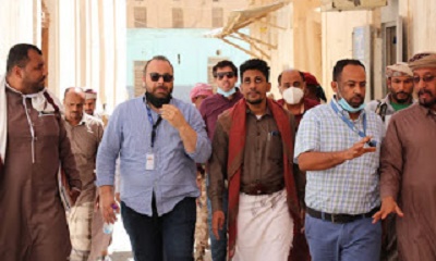 مدير عام شبام يستقبل وفد المنظمة الدولية للهجرة (IOM) في زيارة لمديرية شبام ويطلعهم على احتياجات المديرية .