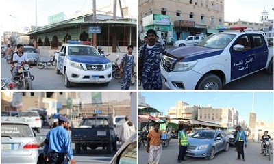 الأجهزة الأمنية بمديرية الشحر تواصل جهودها لتأمين حركة الأسواق تزامنا مع قرب العيد
