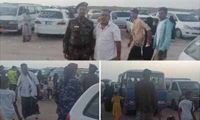 مدير أمن مديرية غيل باوزير يتفقد عملية سير تأمين العوائل وترتيب المركبات في شاطئ شحير