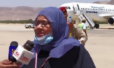 مديرة مكتب الخطوط الجوية اليمنيه منطقة سيئون تشيد بأعادة تشغيل خط سيئون/عدن/ الخرطوم/ سيئون/عدن 