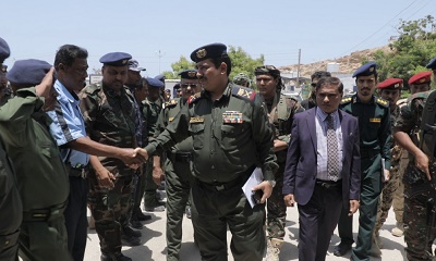 الوزير حيدان والمحافظ البحسني يزوران الإدارة العامة للأمن والشرطة بساحل حضرموت