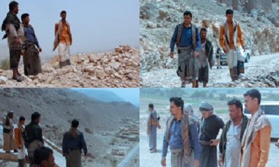 مدير عام مديرية شبام يتفقد طريق عقبة جوجه المتعثرة من السيول والمتوقف ويوجه برفع دراسة كاملة لإعادة فتحها