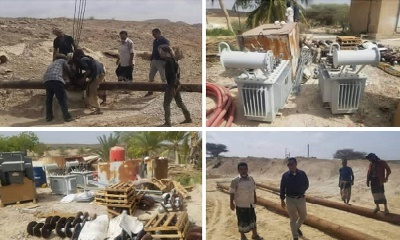 المهندس القنزل يتفقد سير العمل في تنفيذ شبكة الكهرباء الداخلية لربط آبار حقل العضيبة بغيل باوزير