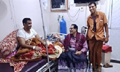 الشيخ بن عبودان يتفقد أحوال مرضى مديرية ساه بمستشفى البرج التخصصي بالمكلا