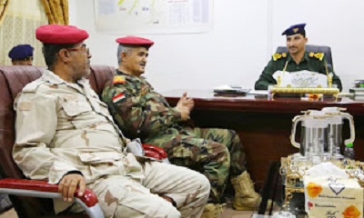 العميد العيدروس يناقش مع رئيس عمليات المنطقة العسكرية الأولى تفعيل دور النقاط الامنية والعسكرية