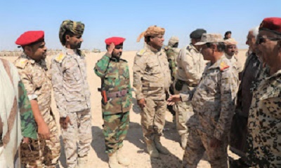 المحافظ القائد البحسني يطلع على جاهزية لواء الدفاع الساحلي ويشيد بدور اللواء في تطهير قارة الفرس والمناطق المجاورة من الإرهاب