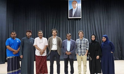 المحافظ البحسني والسيد فرانسس يزوران ديوان المحافظة وتلفزيون حضرموت والمسرح الوطني