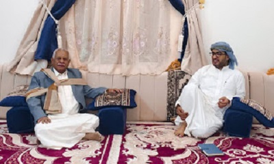 قائد التحالف العربي بوادي حضرموت يزور عضو مجلس الشورى الشيخ عبدالله صالح الكثيري
