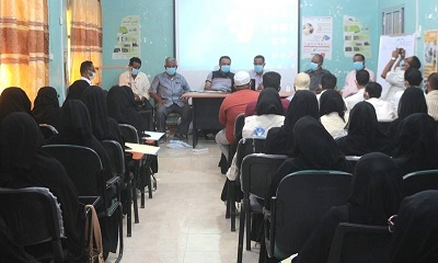 الدكتور العمودي يتفقد الدورات التدريبية للفرق الميدانية المشاركين في الحملة الوطنية الوقائية للتحصين ضد شلل الاطفال