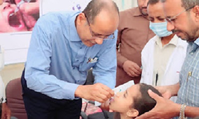 تدشين الحملة الوطنية للتحصين ضد شلل الأطفال دون سن الـ 10 بعموم مديرية سيئون