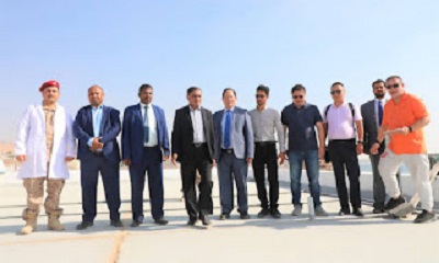المحافظ البحسني والسيد تشن جي خوا يزوران مشروع البرج الطبي والمستشفى العسكري بالمنطقة العسكرية الثانية