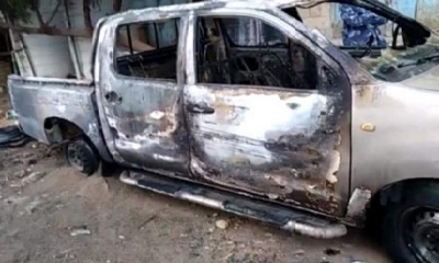 المكلا: الأجهزة الأمنية بفوه تلقي القبض على المتهمين بإحراق سيارة نوع هايلوكس بحي المساكن