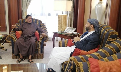 نائب رئيس مجلس القيادة الرئاسي اللواء الركن البحسني يلتقي الشيخ حميد الأحمر