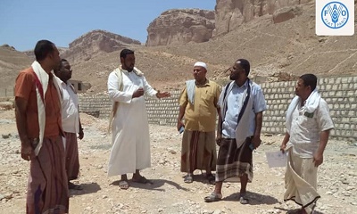 مدير عام تريم يطلع على سير العمل بمشروع  النقد مقابل العمل بمسيال وادي عيديد  مديرية تريم 