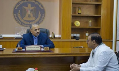 اللواء الزبيدي يلتقي برئيس كتلة حلف وجامع حضرموت من اجل حضرموت والجنوب ويطلع على مستجدات الأوضاع الإنسانية والأمنية بحضرموت
