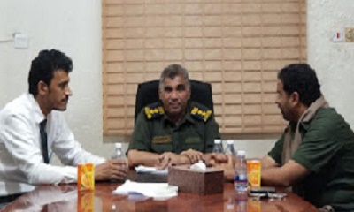 العقيد المنهالي يتلقي برئيس دائرة شؤون الشهداء والجراحى بالمحافظة