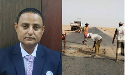 مدير مؤسسة الطرق والجسور بوادي حضرموت يؤكد تواصل صيانة الحفريات بطريق بن عيفان العبر