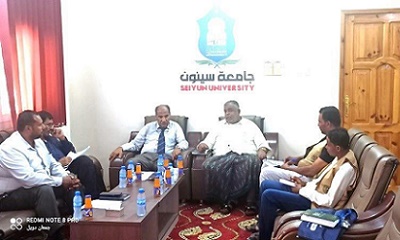 لقاء برئاسة جامعة سيئون يناقش أوجه التعاون بين جمعية قطر الندى للتنمية وكلية العلوم التطبيقية قسم الزراعة والتغذية