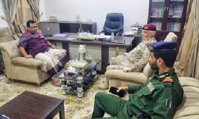 مدير أمن الوادي والصحراء يلتقي قائد المنطقة العسكرية الاولى ونائب مدير كلية الشرطة بحضرموت