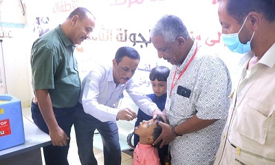 الدكتور العمودي يدشن الجولة الثالثة من الحملة الوطنية للتحصين ضد مرض شلل الأطفال بمديريات حضرموت الوادي والصحراء