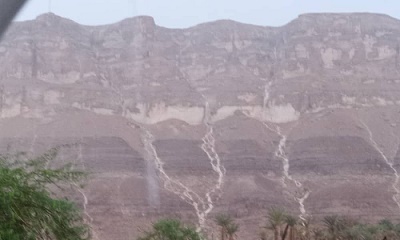 عدد من مديريات حضرموت تشهد امطار غزيرة 