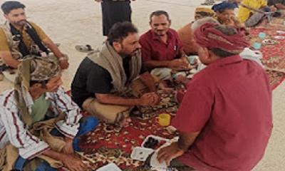 الشيخ بن حبريش يقدم واجب العزاء في وفاة المقدم سعيد عمر بلهوطي الجابري شيخ طائلة قبيلة آل يماني آل جابر