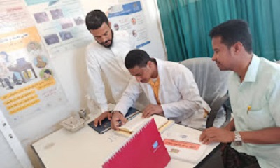 مدير الصحة زمخ ومنوخ يتسلم اللقاح الروتيني لاول مره في المركز الصحي منوخ