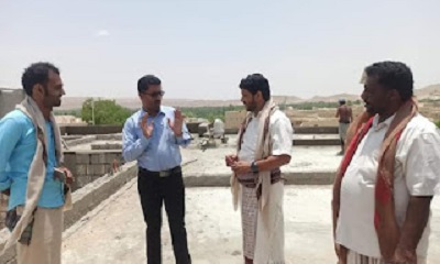 مدير عام مديرية غيل بن يمين يتفقد سير العمل بمشروع بناء العيادات الخارجية بمستشفى غيل بن يمين