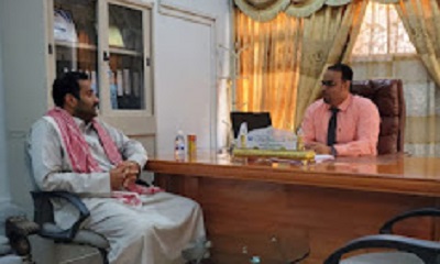 مدير عام مديرية العبر يزور الأستاذ خالد صالح بريشان مدير العام للهيئة العامة للبريد والتوفير البريدي فرع الوادي والصحراء م/ حضرموت بمكتبه